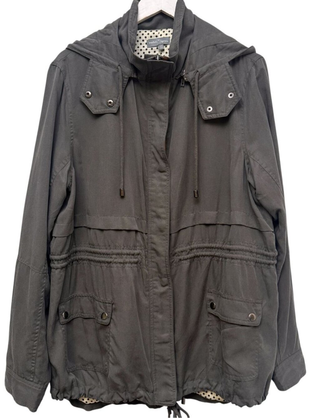 Market & Spruce Utility Jacket Womens XXL Gray Hooded Casual Coat Stitch Fix